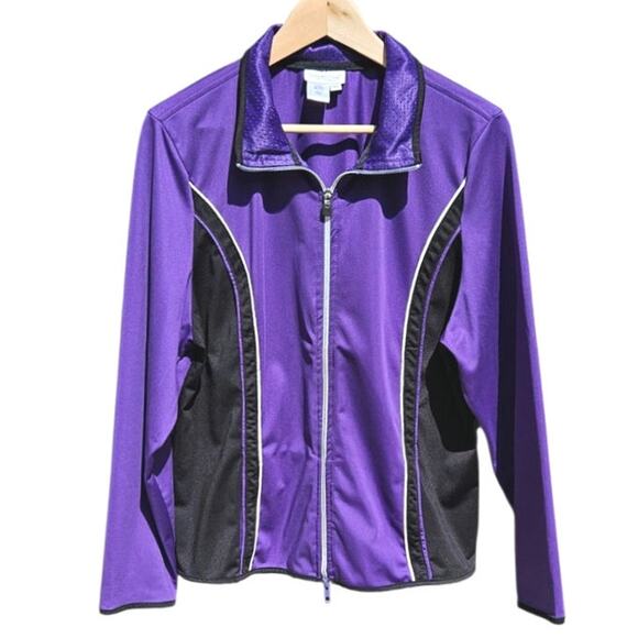Coldwater Creek Athletic Jacket Full Zip Sporty Purple Black Women's Size XLarge - Picture 1 of 7